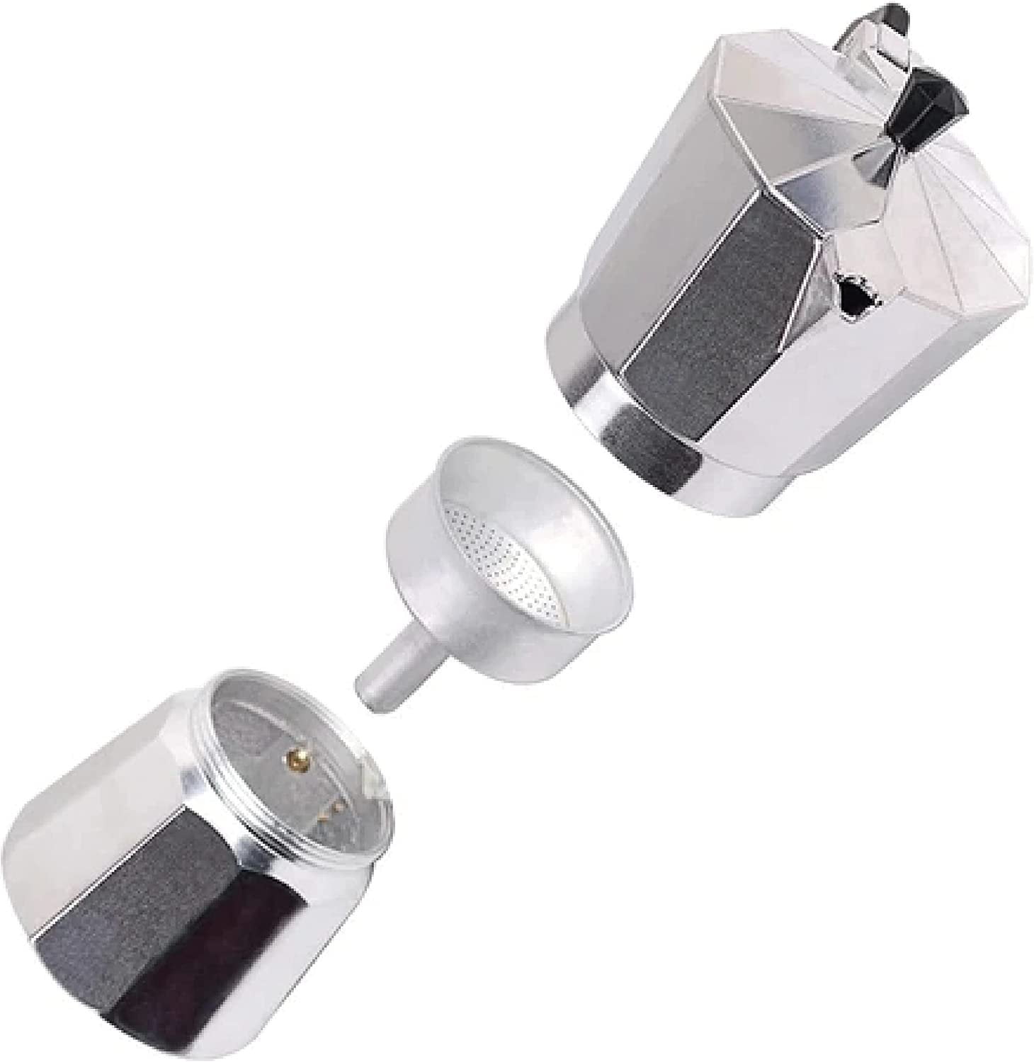 J&V TEXTILES Stovetop Espresso and Coffee Maker, Moka Pot for Classic Italian and Cuban Caf Brewing, Cafeteria, 3-Cup