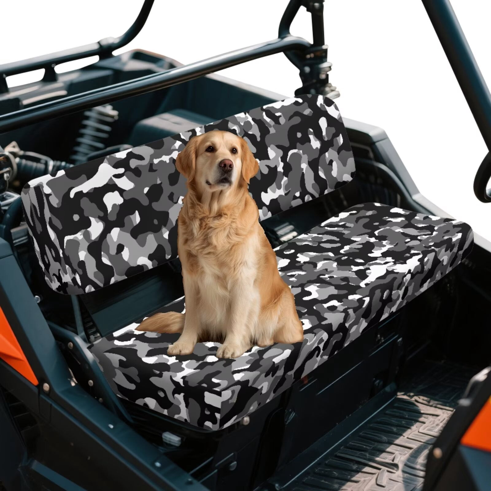 XYZCANDO Black Camo Seat Cover for UTV 2 Pack UTV Front Bench Seats Covers Compatible with Kawasaki Mule 4000 Elastic Polyester Replacement Bench Seat Cover Full Protection