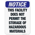 thumbnail image 1 of This Facility Does Not Permit The Storage Of Hazardous Materials Sign, OSHA Notice Sign, 18x24 Reflective Aluminum EGP, 1 of 1