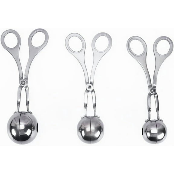 ABPETE 3 Pack Meatball Maker Scoops Stainless Steel Meat Baller Maker Meatball Scoop Ball Maker None-Stick Meatball,Mold Cake Pop,Cookie Dough Scoop for Kitchen Cooking (1.25"/1.42"/1.57")