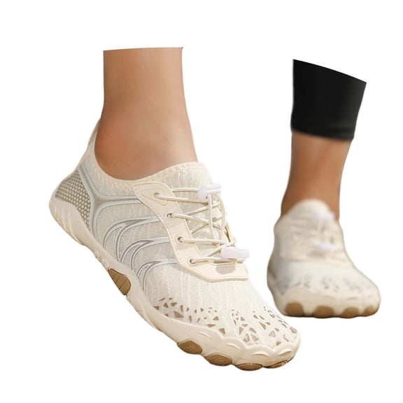 Beach Water Shoes for Women Men Quick Dry Non- Wide Toe Hike Barefoot Footwear for Beach Pool Aqua Swim Surf Walk (Beige/36)