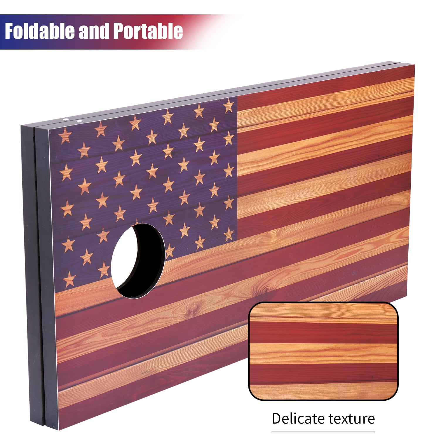Cometoss Cornhole Set Corn Holes Outdoor Game 4' x 2' Cornhole Boards Bean Bag Toss Game Outdoor for Family Lawn Beach Outside Activities,Include 8 Bean Bag 1 Carrying Bag 47.2x23.6 Inch America Flag