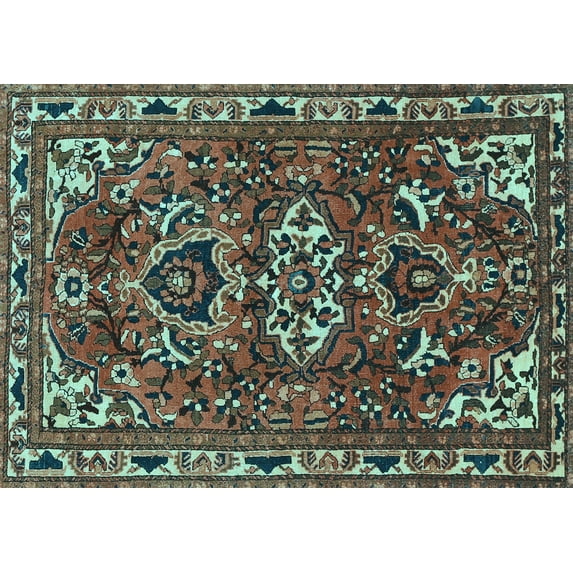 Ahgly Company Indoor Rectangle Persian Light Blue Traditional Area Rugs, 5' x 8'