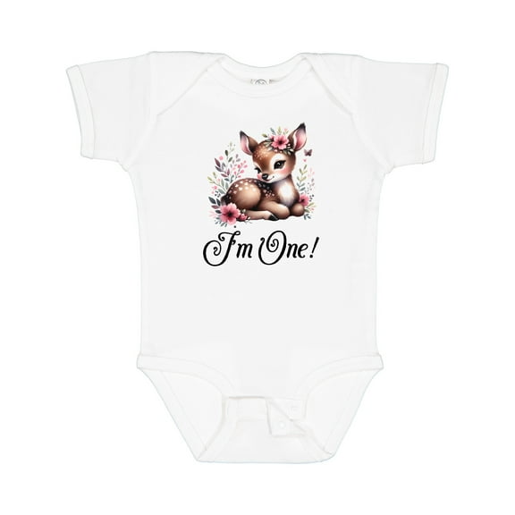 Inktastic 1st Birthday Cottagecore Baby Girl Deer Girls Baby Bodysuit