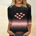 thumbnail image 7 of Vetsdori Gifts for Girlfriend T-Shirts for Women Valentine Plus Size Pullover 3/4 Sleeve Graphic Casual,Cute Crew Neck Ladies Tops Heart Print, 7 of 7