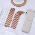 thumbnail image 3 of ReaNea 18 Piece Rose Gold Stainless Steel Straws Set, 8.5 ''Reusable Drinking Metal Straws, 3 of 7