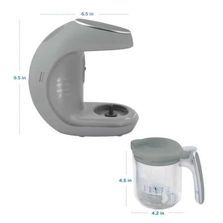 EVLA’s Baby Food Maker with Touch Screen, 6 Reusable Pouches, and 2 Stirring Cups (Gray)