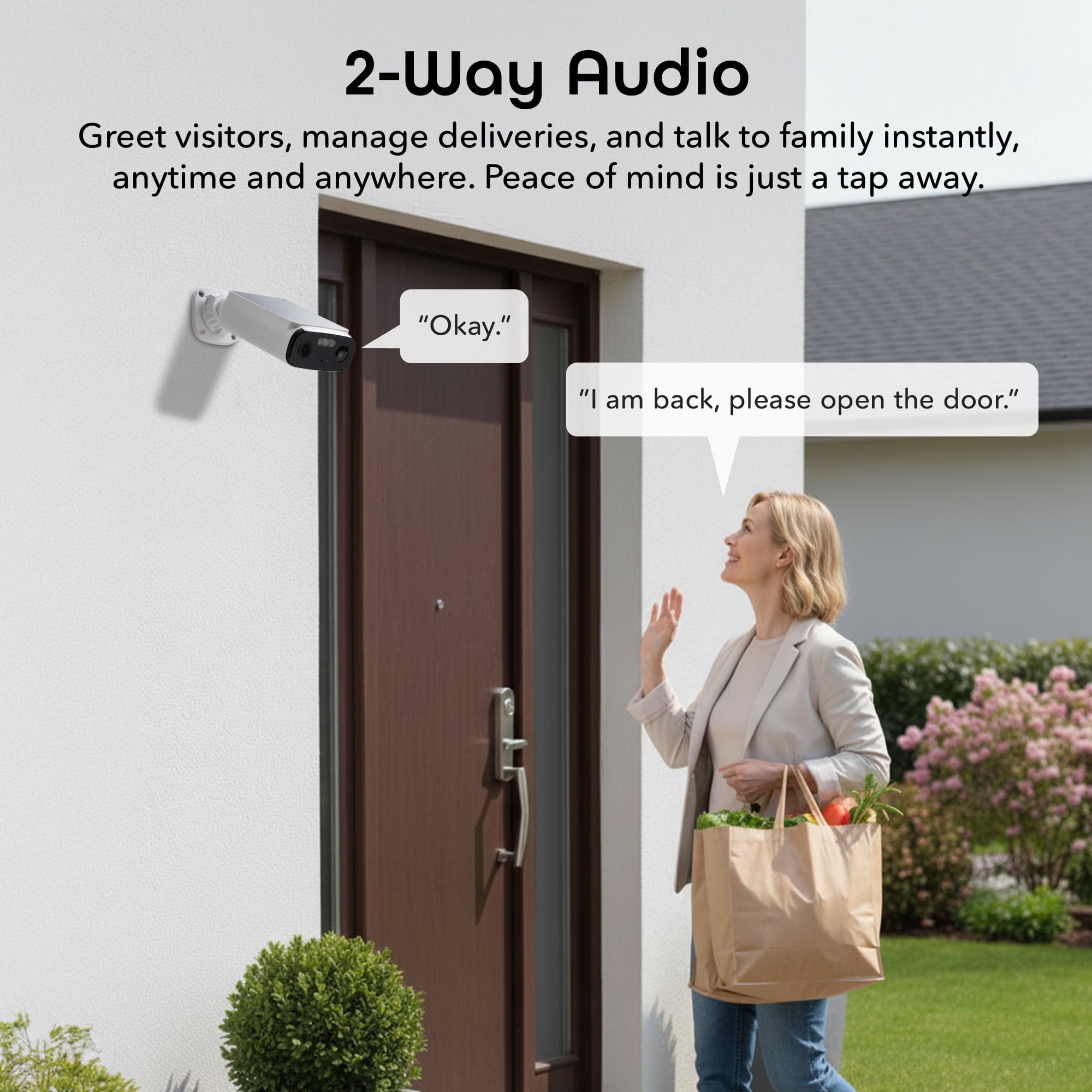 Geeni Falcon 2K+ 5MP Solar Outdoor Security Camera Dual-Band 2.4GHz & 5GHz White (2 Pack)