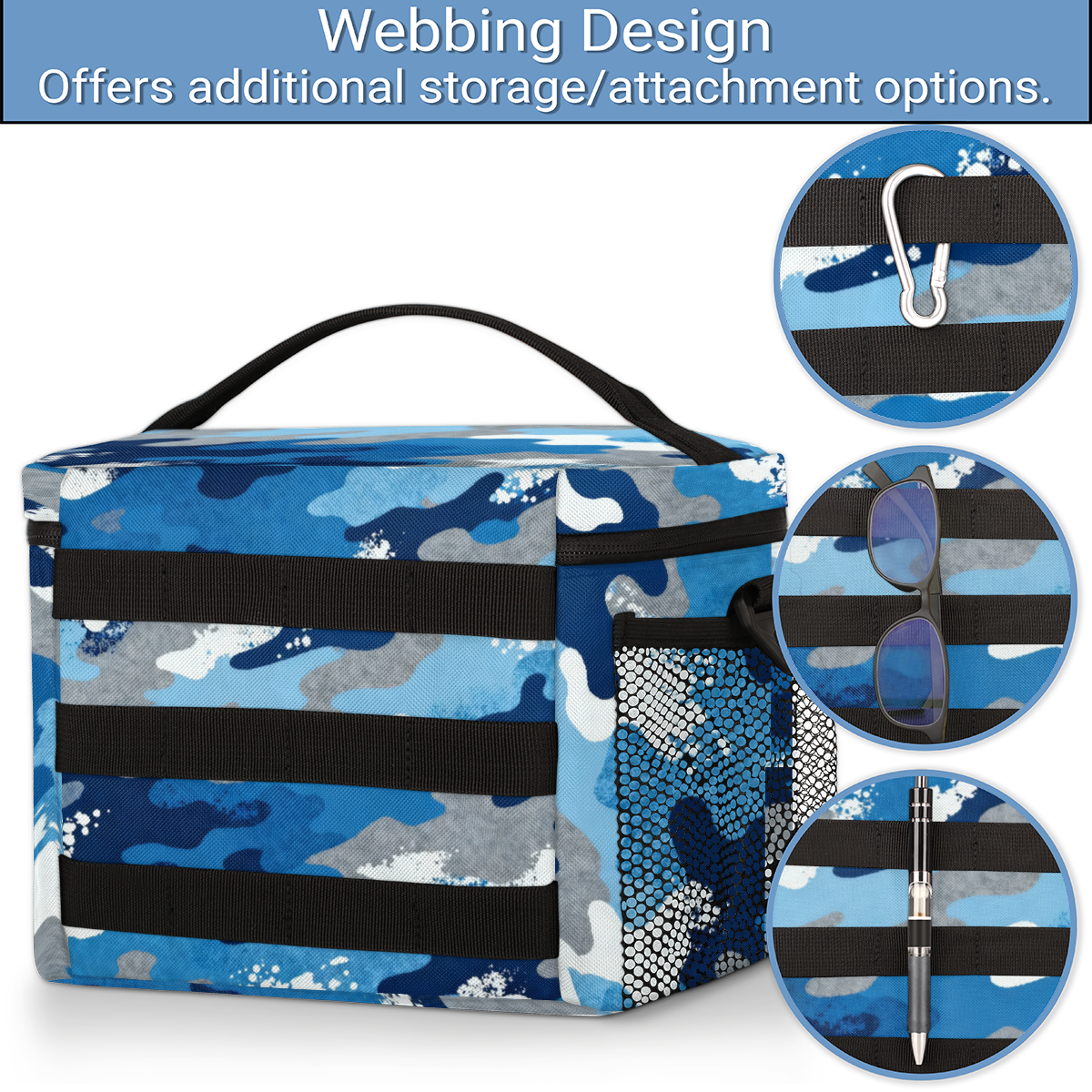 Lunch Box for Adults,Tactical Lunch Bag,Leakproof Insulated Lunch Bag for Adjustable Shoulder Strap,Water Bottle Pouch Cooler Bag for Work Outdoor Picnic Trips 8L(Camouflage Blue)