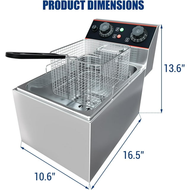 OUYAWEI Friteuse Électrique Commerciale 8 L 1 Panier Acier Inoxydable Température Réglable Maison Cuisine