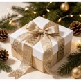 thumbnail image 5 of 2PCS Champagne Gold Christmas Wired Ribbon - 16.4 Ft Yard Christmas Mesh Ribbon for Gift Wrapping, Tree Decor & DIY Crafts, Holiday Bow Making,C, 5 of 5