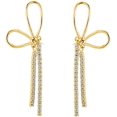 thumbnail image 6 of Sterling Silver Rhinestone Bow Dangle Earrings for Women Crystal Stud Earrings Drop Tassels Statement Earrings Bridal Wedding, 6 of 10