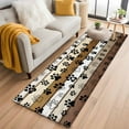 thumbnail image 3 of 2x6 Kitchen Runner Rug, Brown Beige Farmhouse Non-Skid Rubber Backing Large Rectangle Rugs - Living Room Bedroom Home Office, Black Dog Paw Vintage Wooden Indoor Floor Mat Carpets Washable Rug, 3 of 9