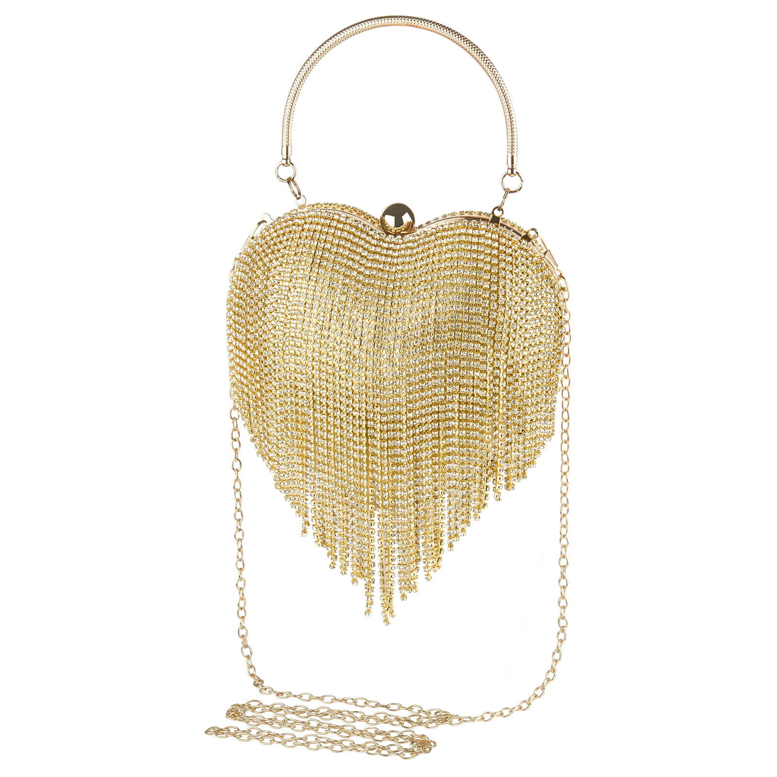 New Fashion Love Heart Rhinestone Clutch Crystal Evening Bag Women Party Handbag