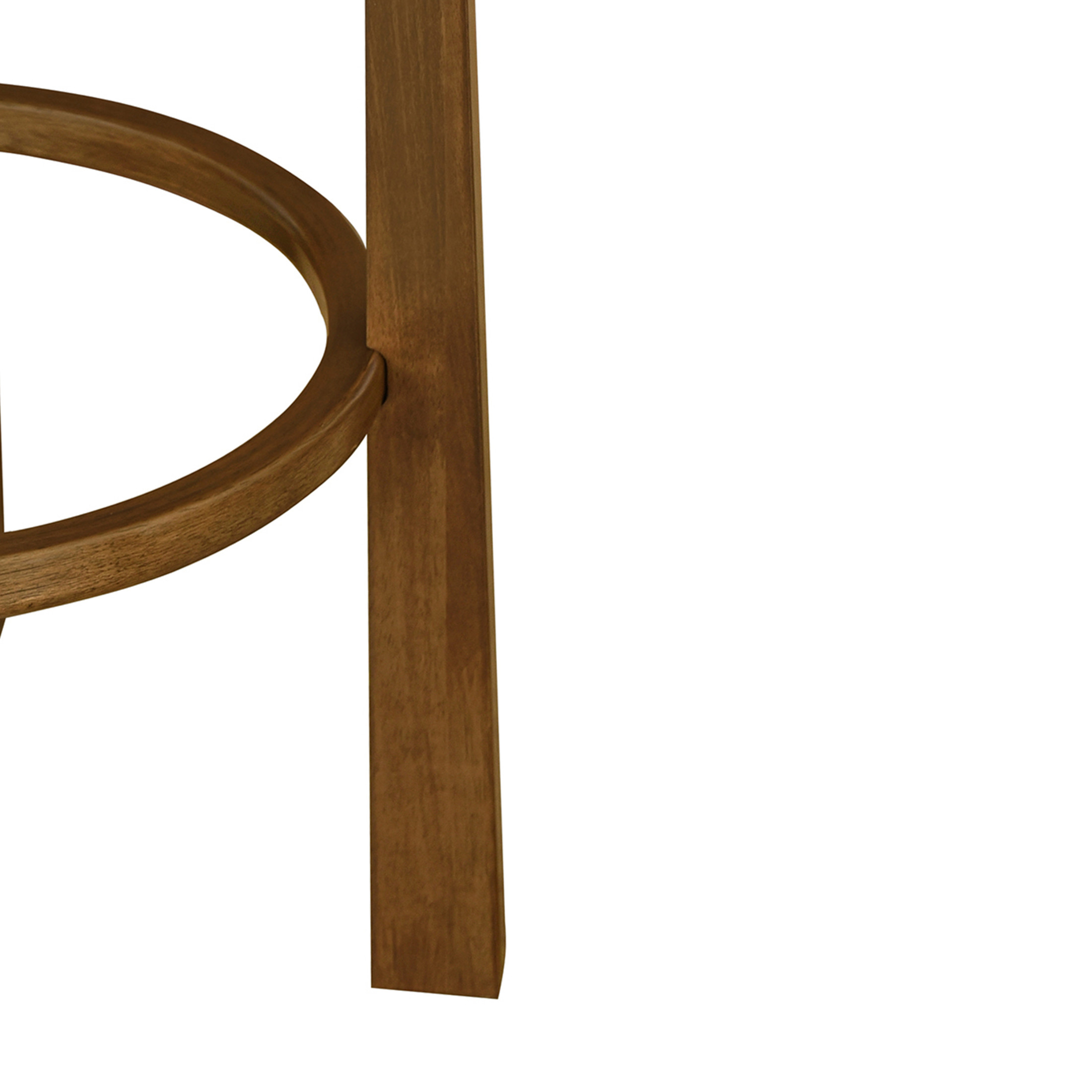 Christopher Knight Home 30" Round Upholstered Bar Stools, Wooden Frame, Dark Walnut + Ivory, Set of 2