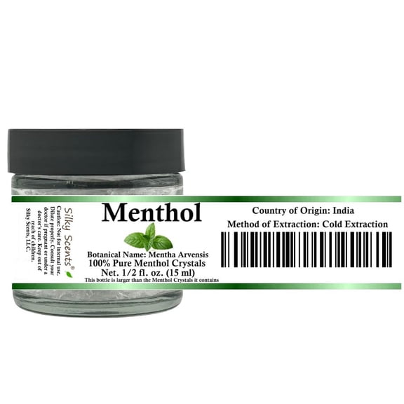 15 ml (1/2 oz) Menthol Crystals in Glass Jar - 100% Pure and Natural by Silky Scents