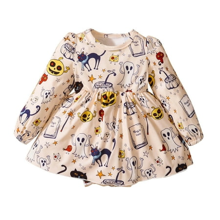 

nsendm Boys Clothes 18-24 Months Infant Boys Girls Halloween Long Sleeve Cartoon Prints Romper Newborn Clothes Boy 2t Beige 3-6 Months