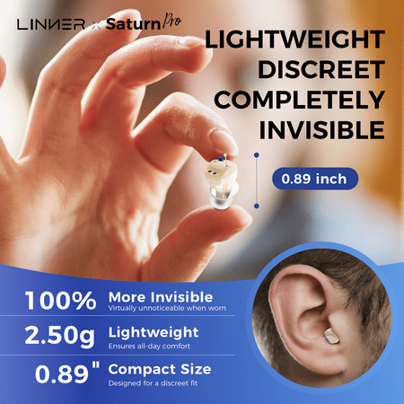 LINNER - Saturn 2 OTC Rechargeable Hearing Aids for Seniors, Discreet & Noise-Canceling – Beige - Beige Gold