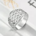 thumbnail image 4 of Stainless Steel Statement Ring Flower of Life Womens Band Ring Fashion Jewelry, 4 of 9