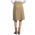 thumbnail image 3 of INSPIRE CHIC Women's Skirt High Elastic Waist A-Line Belted Fall Winter Midi Corduroy Skirt M Camel, 3 of 6