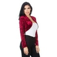 thumbnail image 2 of Fashion Secrets Women's Collarless Velvet Velour Bolero Shrug Cardigan (XXX-Large, Burgundy Red), 2 of 5