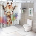 thumbnail image 7 of JEUXUS Durable and Washable Animal 10 Watercolor Giraffe Waterproof Shower Curtain Multiple Sizes White, 7 of 7