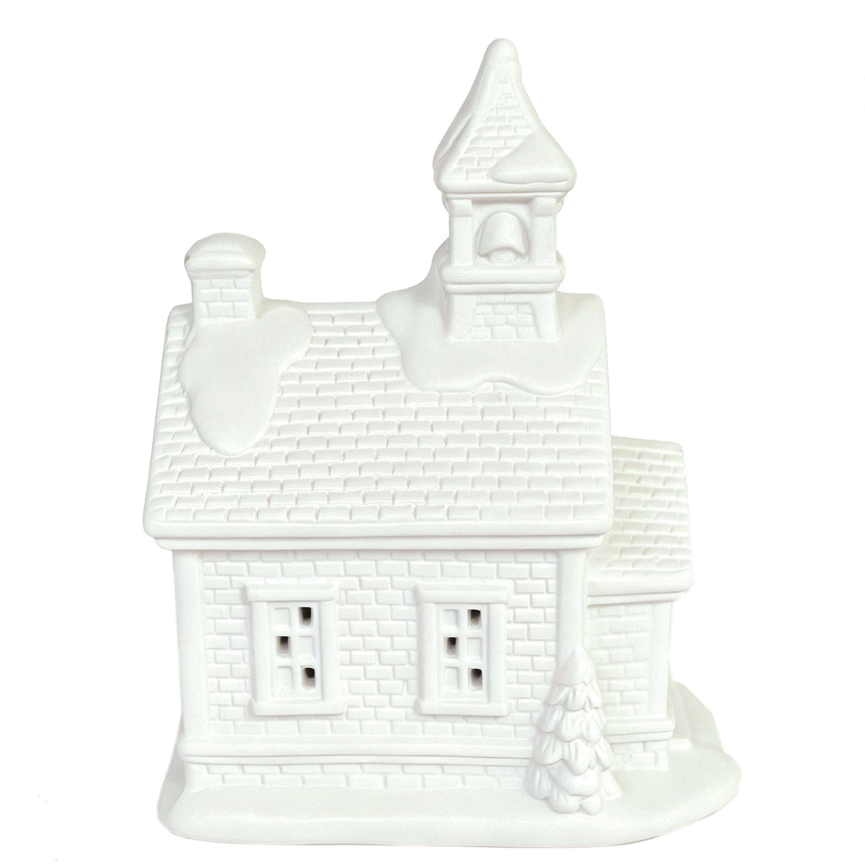 Porcelain Church Mini Christmas Village Building, White, 4", by Holiday Time