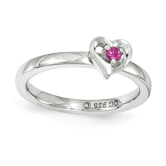 Bague Cœur Rubis Créé en Argent Sterling Stackable Expressions Taille 7