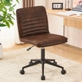 thumbnail image 3 of Furniliving Armless Task Chair  Leather  Office ChairMid-back Swivel Adjustable Rolling Computer Chair ,Dark Brown, 3 of 11