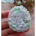 thumbnail image 2 of Certified Green Burma 100% Natural A Jade jadeite Pendant Peacock Phoenix Flower Ruyi Necklace 663512 TN, 2 of 11