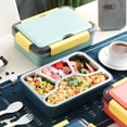 thumbnail image 4 of Bento Boxes for Student, Thermal Insulation Bento lunch box Tableware Set,Lunch Containers for Kids Lunch Box Stainless Steel Food Containers （3 Compartments，Blue）, 4 of 6