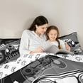 thumbnail image 5 of Feelyou Gaming Gamer Kids Bedding Comforter Set 7pcs, Game Gamepad Controller King Bedding Sets, Grey Cartoon Style Reversible Bed Sheets, Microfiber Bedroom Decor, 5 of 9