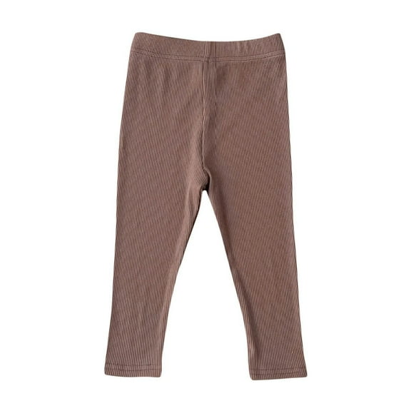 Baby Ribbed Legging Bottom Toddler Baby Girls Cotton Knit Ruffle Tight Bottoms Pants Fall Solid Color Trousers Brown 110