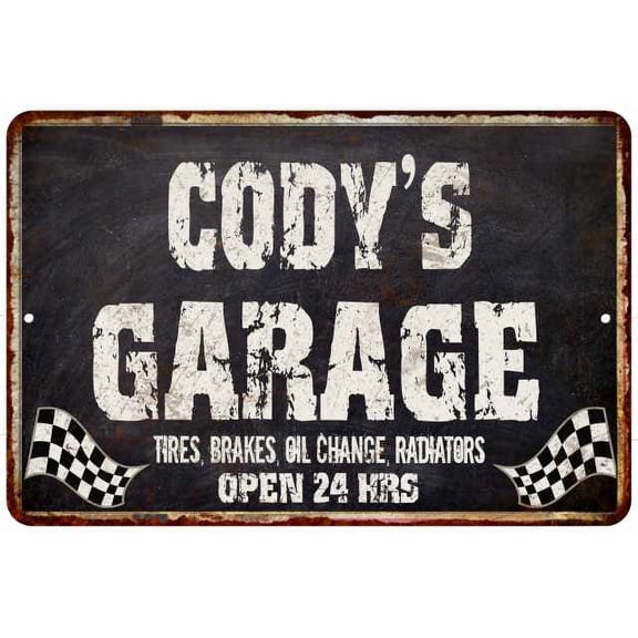 CODY'S Garage Black Grunge Sign 8x12 Decor Gift 208120005046