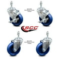thumbnail image 2 of 4 Inch Solid Polyurethane Wheel Swivel 10mm Threaded Stem Caster Set 2 Brake, 2 of 2
