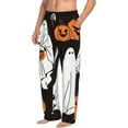 thumbnail image 2 of Uemuo Halloween Ghosts And Pumpkins Pattern Men's Wide Leg Palazzo Lounge Pants with Pockets Light Weight Loose Comfy Casual Pajama Pants-X-Large, 2 of 9