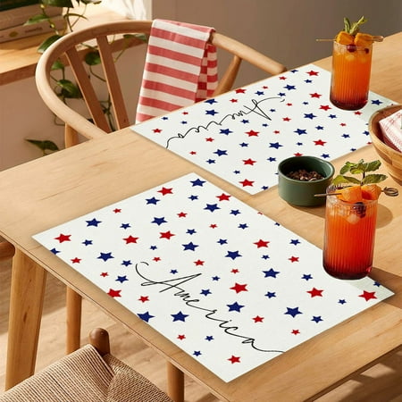 

AZZAKVG Independence Day Placemat Decoration Independence Day Fabric Placemats Heat Insulation Table Mats Festive Western Style Dinner Napkins Tablecloth