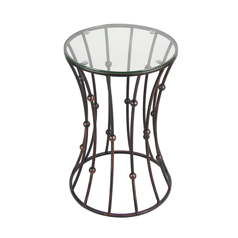 Joveco Black Accent Metal Curve Shaped Round End Table with Glass Top ...