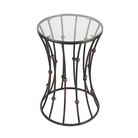 Shaped Accent - Joveco Black Accent Metal Curve Shaped Round End Table with Glass Top