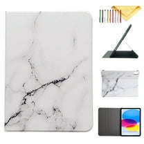 SaniMore New iPad 10th Generation Case 10.9 inch 2022, iPad 10 Case Marble Design Shock Proof Stand Cover with Auto Sleep/Wake Protective Case for 10.9” iPad 10th Gen 2022 A2696 A2757 A2777, White
