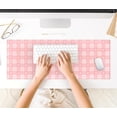 thumbnail image 4 of Pink Minimalist Gingham Floral Desk Mat Gaming Mouse Pad Large Cute Pastel Desk Pad Deskmat Kawaii, Women Office Desk Cover Mat, Laptop Computer Keyboard Mat Mousepad Desk Accessories 31.5"x11.8", 4 of 6