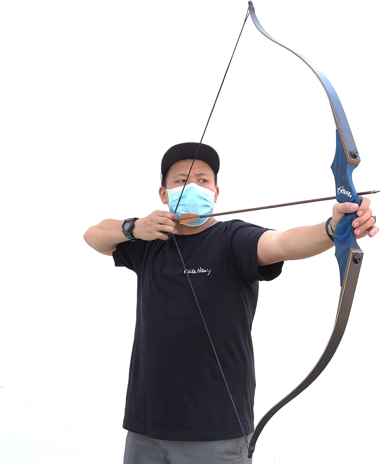 Black Hunter Original Takedown Recurve Bows for Adults Archery Recurve Bow Set 60" 20-60 lbs Right Hand for Outdoor Targets Practice Hunting Training Competition