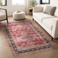 thumbnail image 5 of SIXHOME 3'x5' Area Rugs for Living Room Washable Rugs Vintage Floral Living Room Rugs Soft Indoor Carpet Rugs for Bedroom Dinning Room Office Retro Home Decor Red, 5 of 6