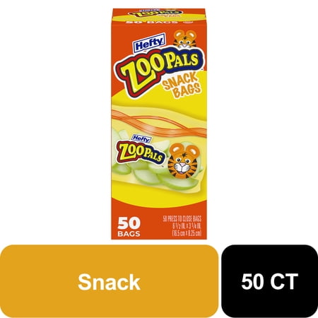 Hefty Zoo Pals Press to Close Snack Bags, 50 Count