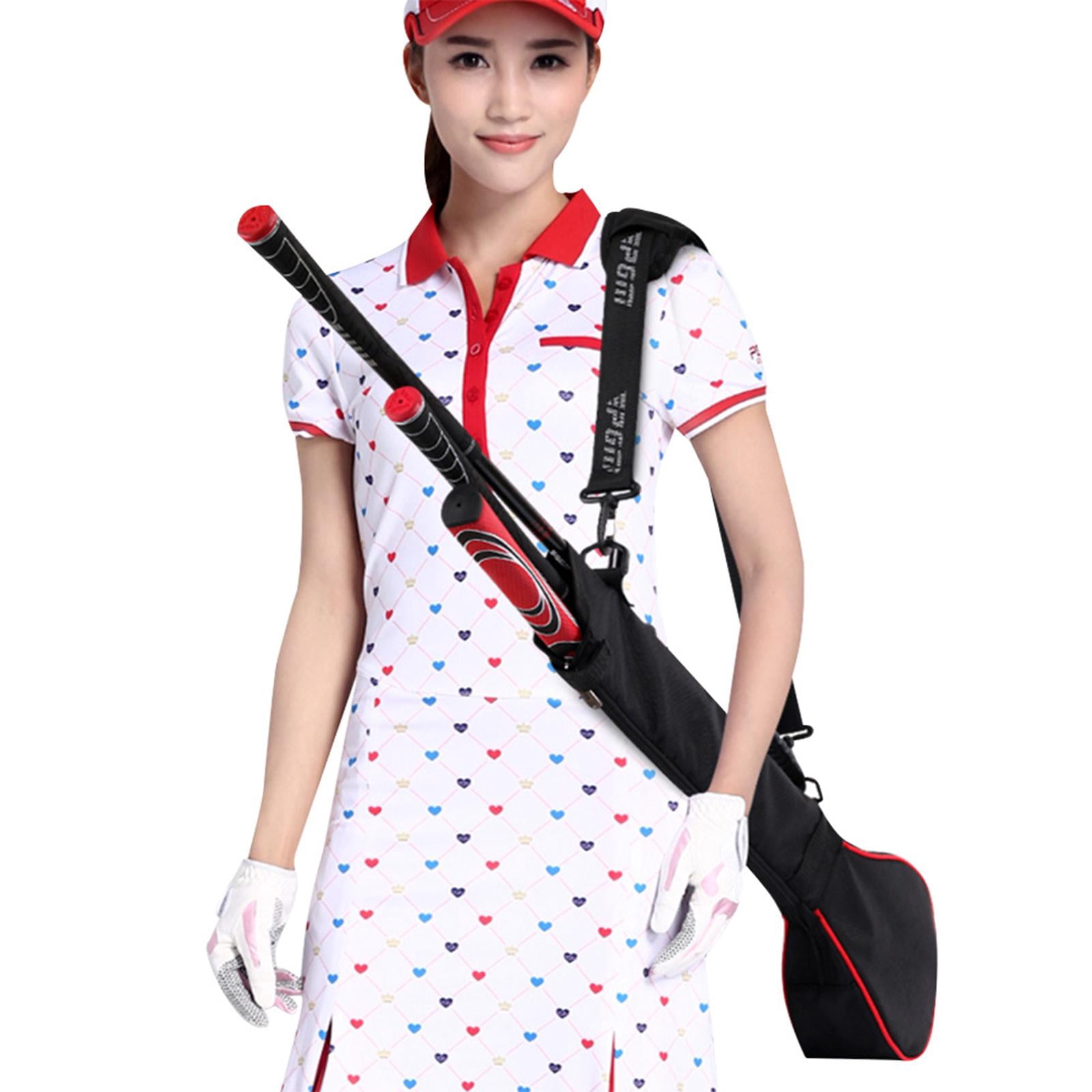 Golf Bag Black Lightweight Travel Carry Golf Club Bag with Cushioned Shoulder Strap for Driving Range Practice easy to transport - Adults - Black Red