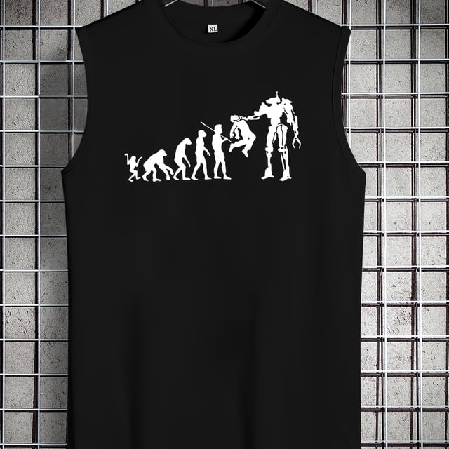Camisetas sin mangas informales con estampado de evolución para hombre, chaleco deportivo de entrenamiento físico, camiseta sin mangas para verano