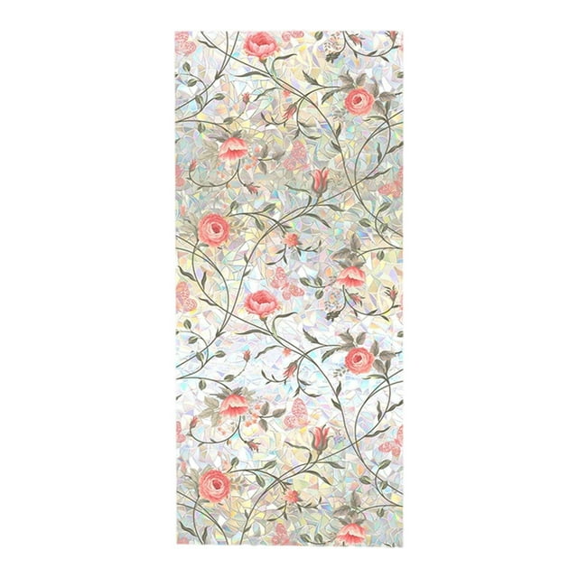 Película de privacidad para ventana con diseño de flores, para cubrir ventanas de vidrio, calcomanía decorativa Estilo B