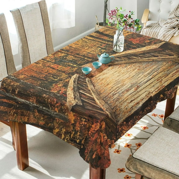 BZSMCE Square Tablecloth Wooden Bridge Pattern Tableclothes