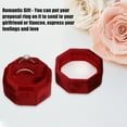 thumbnail image 3 of Unique Bargains Velvet Ring Box 2 Slots Double Ring Display Holder for Wedding Ceremony Proposal Dark Red, 3 of 7