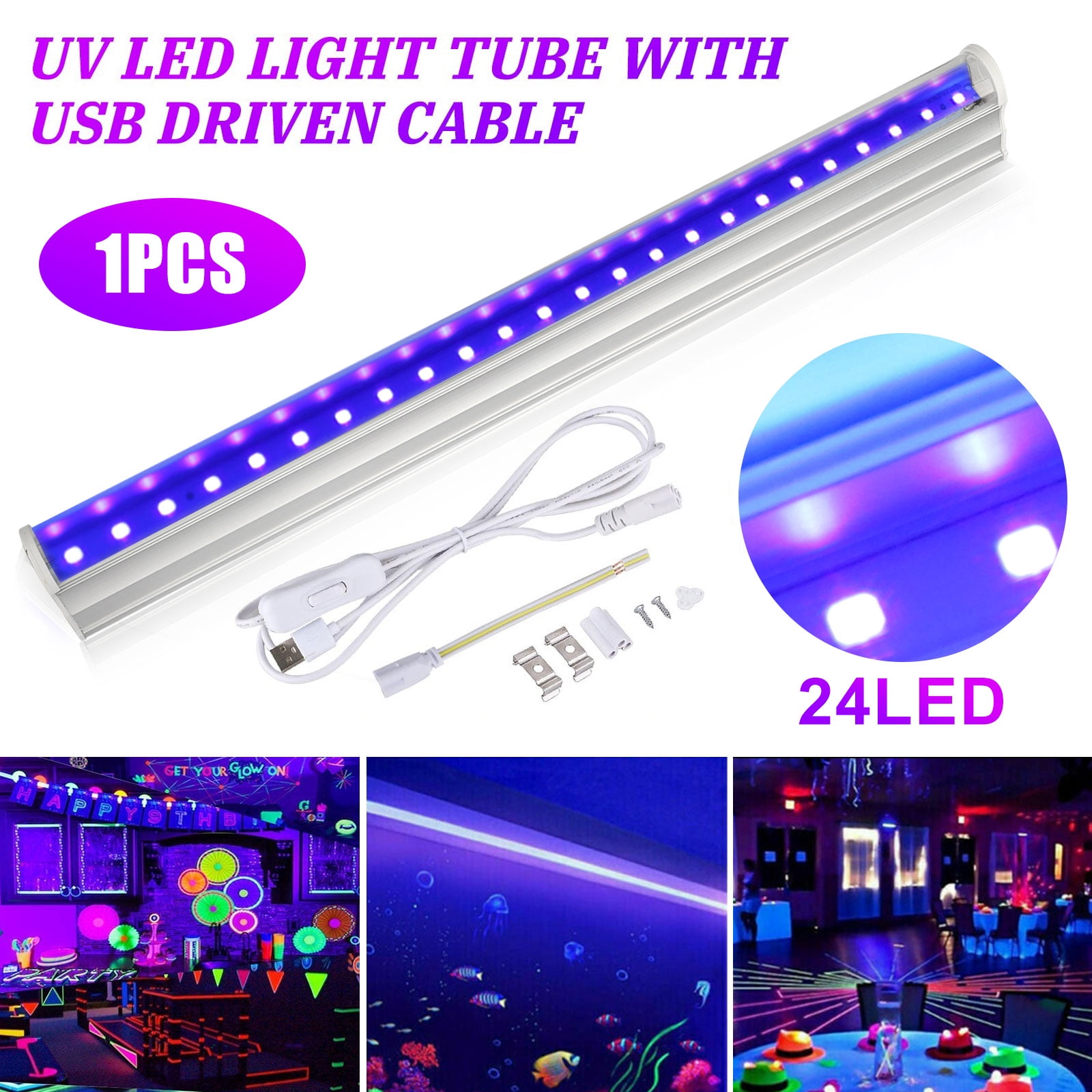 40 LED 10W UV Ultraviolet Strip Tube Light Bar USB Party Lamp Black Light Lamps 